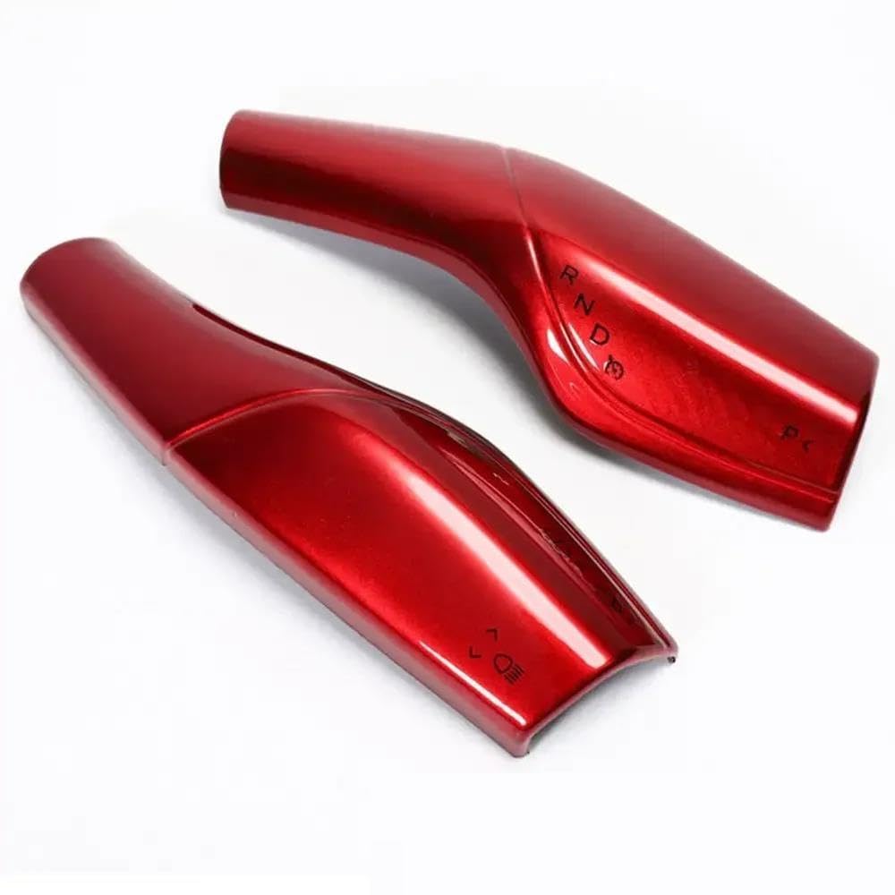 HYASDBWE for Tesla Model 3 Y Gear Shift Cover Steering Lever Handle Protection Shifter Shell Carbon Fiber Shift Knob Cover ﻿ Gear Shifter Parts(Red)