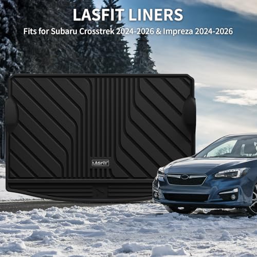 Image of LASFIT Cargo Mat for Subaru Impreza & Crosstrek 2026 2025 2024 (Non Hybrid) | All Weather Custom Fit Anti-Slip Pet Friendly Easy Clean TPE Trunk Mat Cargo Tray Liner Accessories, Black