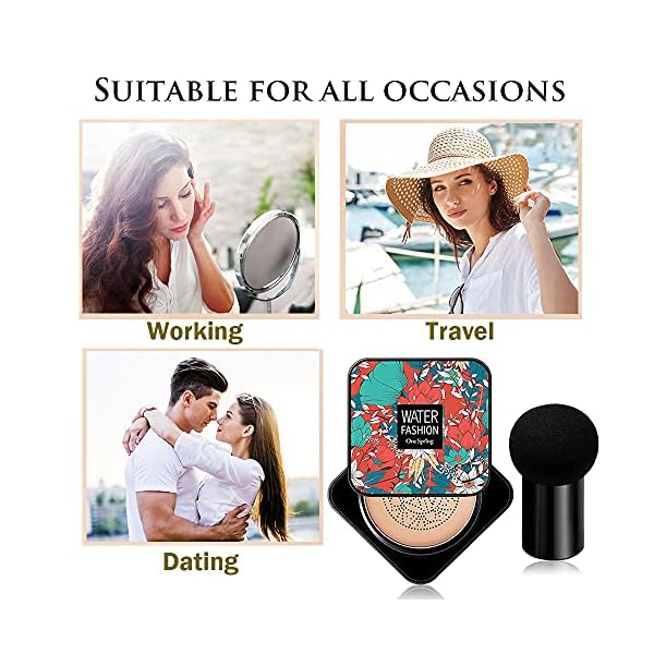 Air-Cushion-CC-Cream-BB-Cream-Mushroom-Head-Face-Moisturizing-Foundation-Matte-Long-Lasting-Concealer-Oil-Control-Easy-to-Apply-Natural-Color CC Cream Foundation,Mushroom Head Air Cushion CC Cream,Concealer Moisturizing BB Cream Foundation,Matte Long Lasting Concealer Nude Face Makeup Cushion Foundation Cosmetic (Natural)