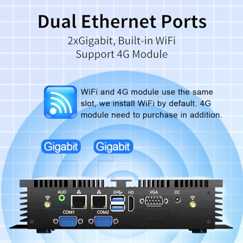 Image of msecore Fanless Industrial PC, Mini Computer with Core i5-4200U, 8G RAM 128G SSD, Dual NIC, 2*COM RS232, Support 4G Module /SIM, Wi-Fi, 1*HDMI 1*VGA, Windows 10 Pro
