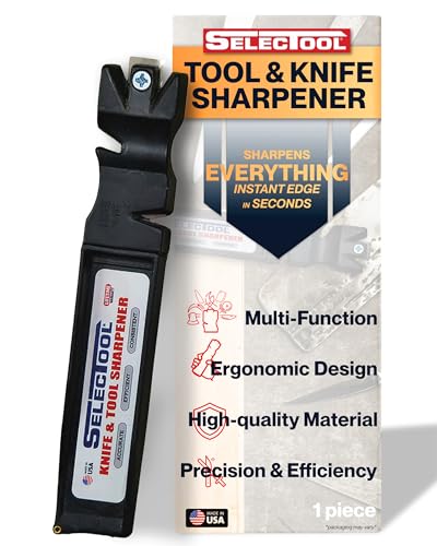 Selectool Tool and Knife Sharpener MultiTool Blade Sharpener for Kitchen Knives, Pocket Knife, Tools, Scissors, Axes & More, EDC Gadgets for Outdoor Hunting and Fishing, Effortless, Made in USA, 1 pc