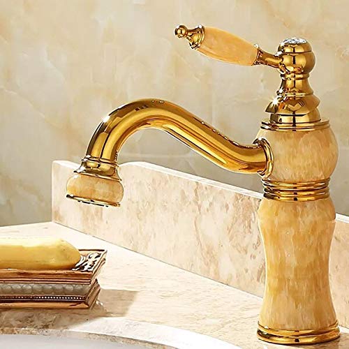 SFRSFR Bathroom Basin Mixer Tap - Brass & Jade, Gold Finish, for Sink Bath(Clear)