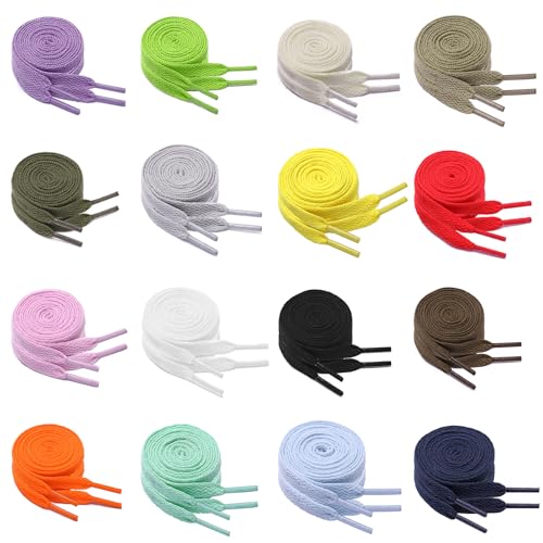 GOODSALEOK 16 Paar Flache Schnürsenkel 8mm Breite Flat Shoelace...