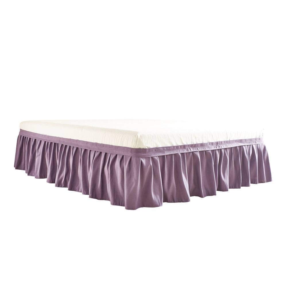 QUNCUNG Dust-proof skirt skirt, pleated dust ruffle Ultra-Soft Three Fabric Sides Wrap Around Elastic Solid Drop Wrinkle and Fade Resistant -M-US-Twin:99 * 190(39 * 75In)