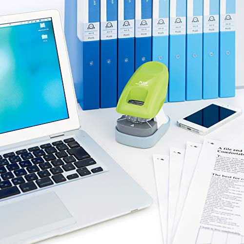 Image of Plus Paper Clinch Desktop Staple-Free Stapler, Green