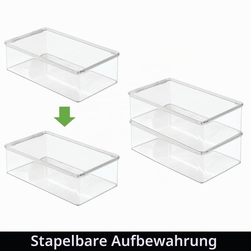 mDesign 8er-Set Kühlschrankbox – Kühlschrank Vorratsdose mit Deckel – lebensmittelechte Aufbewahrungsbox aus Kunststoff für Küche und Speisekammer – durchsichtig