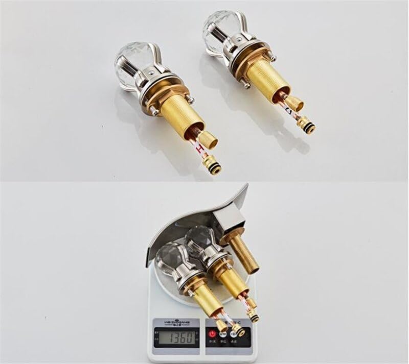 Robinet de lavabo mitigeur avec commande précise eau chaude et froide en laiton - 2