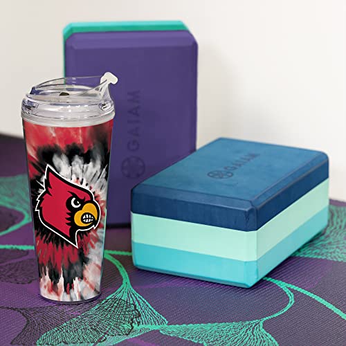 Image of Rico Industries NCAA Glitter 24oz Acrylic Glitter Tumbler with Hinged Lid, Officially Licensed Double Wall Tumbler with Straw