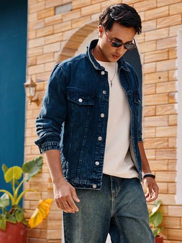Image of Urbano Fashion Men's Regular Fit Washed Full Sleeve Denim Jacket