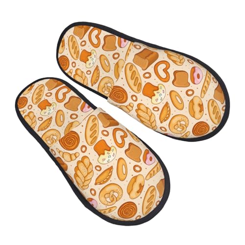 Various Bread Print Women'S Fuzzy Slip On Indoor Outdoor Winter House Slippers2