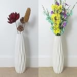 12Inch Tall Vase White Ceramic Flower Vase,Home Decor White Vase for Pampas Grass,Modern Textured Vases for Living Room Decorations,Table Centerpieces,Shelf,Farmhouse Small Ceramic Vase - Image 4