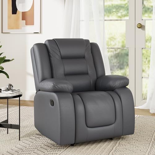 Image of Amazon Brand - Solimo Fraklin | Single Seater Sofa Recliner | Manual Recliner (Leatherette Grey)