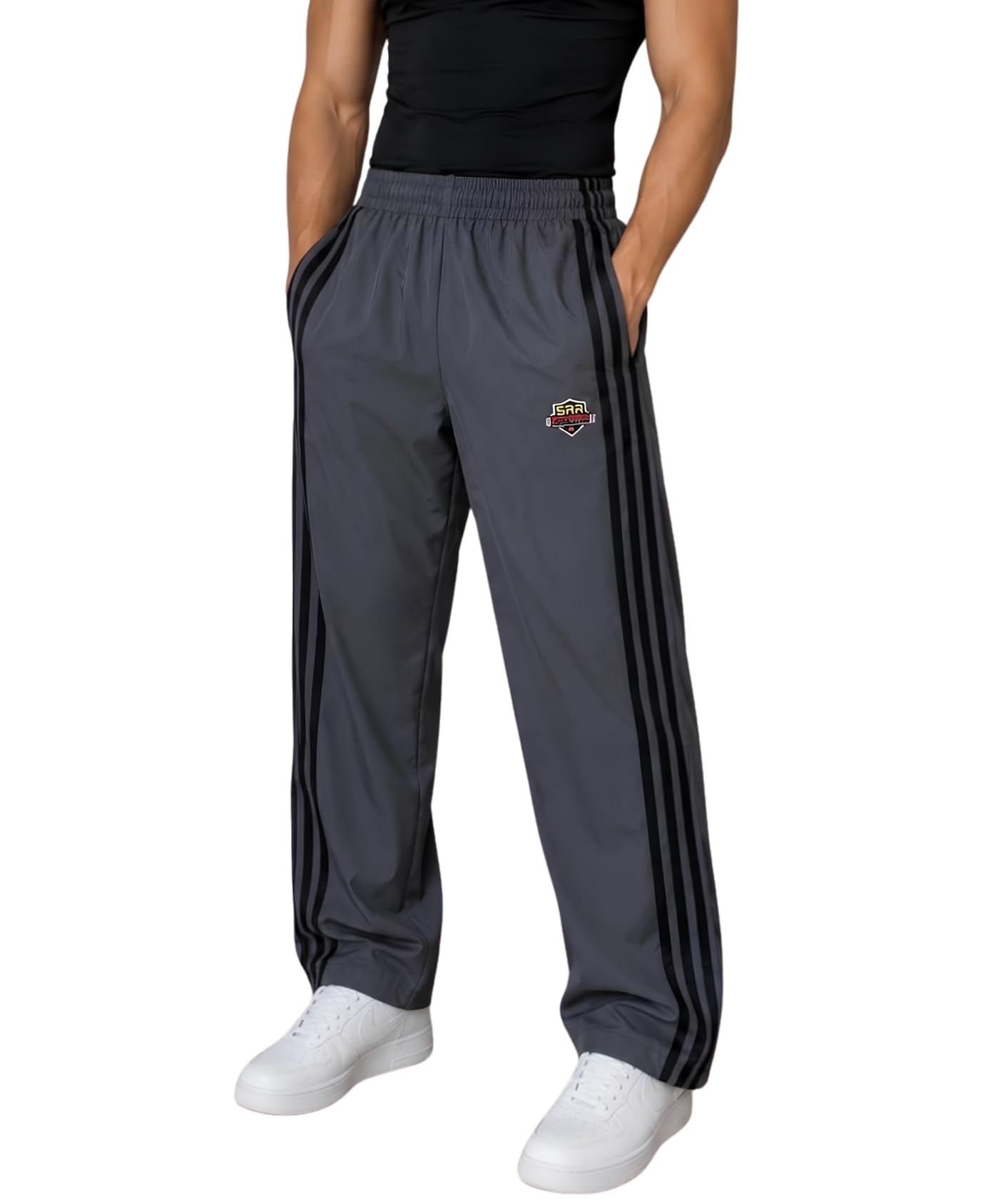Men's Track Pants | Cotton Blend Joggers with Elastic Waist & Drawstring | Regular Fit Sports Lower for Gym, Running, Yoga, Workout & Casual Wear (in, Alpha, L, Regular, Dark Grey)-picture-30