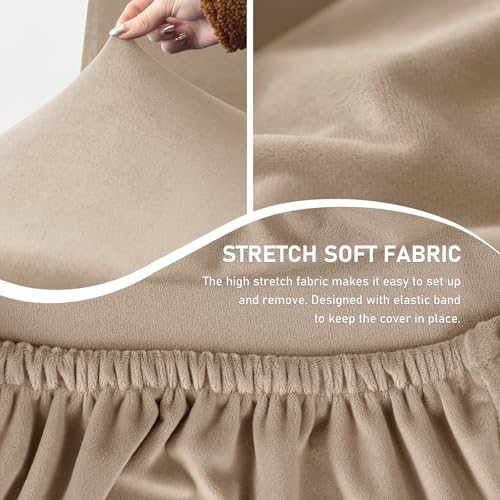 Image of Gollense Bar Stool Covers with Backs, Set of 4 Stretch Jacquard Barstool Seat Covers, Washable Swivel Pub Counter Height Chair Slipcover Protector for Home Kitchen Cafe (Velvet-Camel)