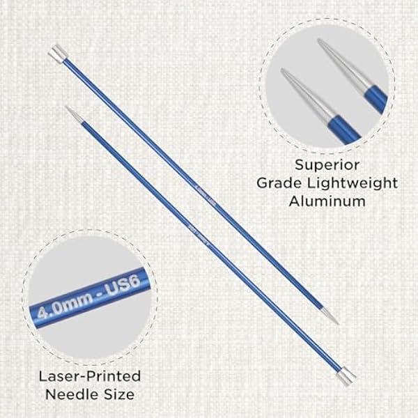 Knitpro K47329 Спицы для вязания с пуговицей, синие, 40 см / 4,00 мм