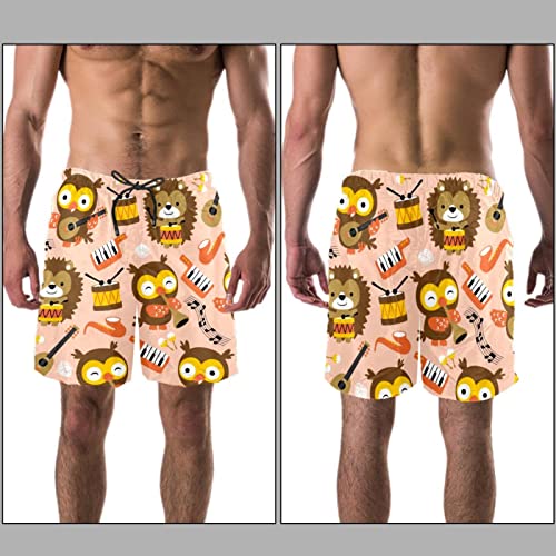 Maillots de bain hommes JDEZ short de plage hérisson chouette