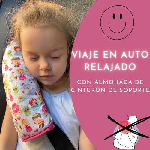 Miniatura 3 de Heckbo Almohadilla Para Coche Con Dibujos De Princesitas Para Niños- Lavable A Máquina Suave, Tacto De Peluche, Almohadilla Cinturón De Seguridad