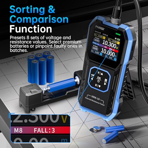 Image of FNIRSI HRM-10 Precision Voltage Internal Resistance Battery Tester | 100V 200Ω, for All Types of Batteries, Car Battery Tester, Battery Checker Tester, AAA AA Battery, Household Battery Analyzer
