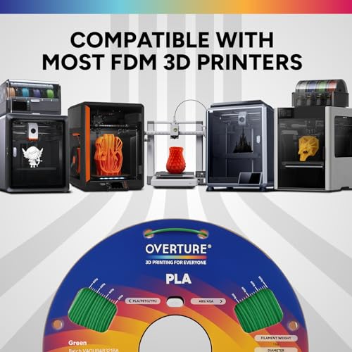 Image of OVERTURE PLA Filament 1.75mm, Neatly Wound 3D Printer Filament 1kg Spool (2.2lbs), Dimensional Accuracy + /- 0.02 mm, Fit Most FDM 3D Printers (Green)