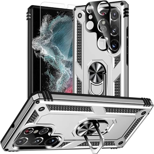 Yiakeng for Samsung Galaxy S22 Ultra Case with HD Screen Protector Sliver