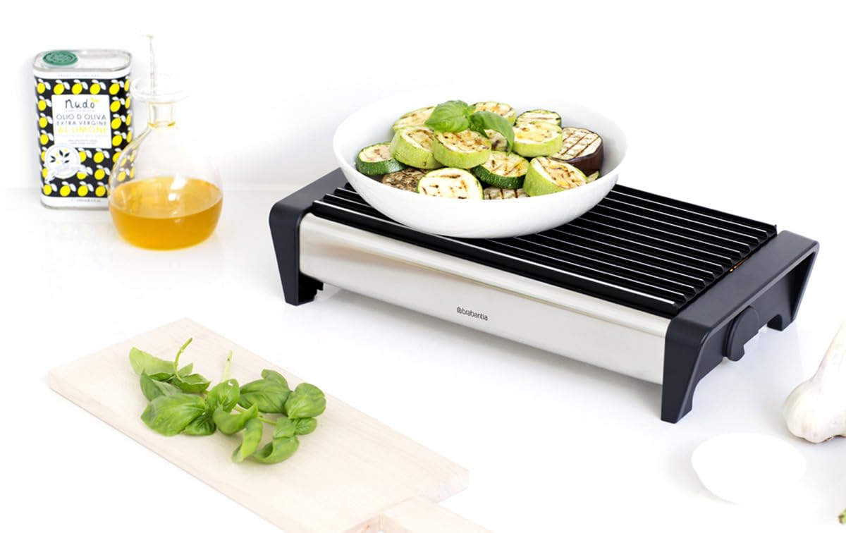 Brabantia Chauffe-Plat avec Grille - Noir - 2 Bougies - Matt Inox