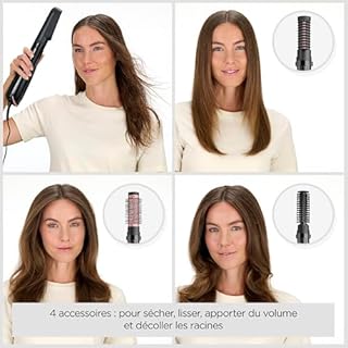 BaByliss Brosse soufflante Perfect Finish - 3 accessoires pour lisser, créer du volume et mettre en forme - 2 réglages de chaleur +Bouton Air Froid - Technologie ionique anti- frisottis - AS126E
