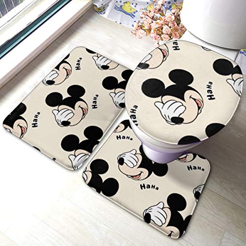 Mickey Mouse Badteppich-Set, 3-teilig, Badteppich-Set, weiche Anti-Rutsch-Pads, Badematte +...