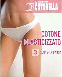 3 bragas de cintura baja para mujer, el otro Cotonella 3165, algodón elástico, talla 3, color blanco