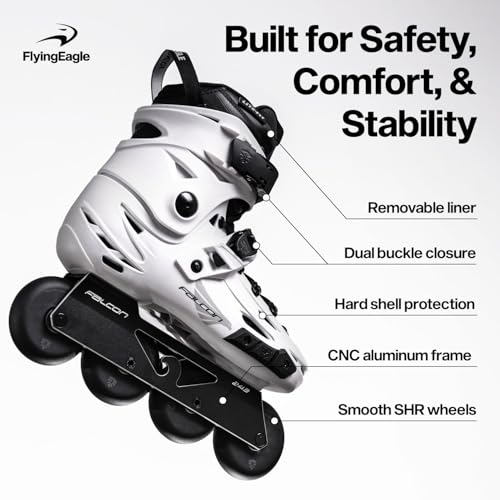 Image of Flying Eagle F6 Falcon Pro Freeskates - Adult Inline Skates for Men & Women, Urban Inline Roller Skates, Performance Skating Shoes, Speed Skates for Outdoor Skating, 11 Size Options