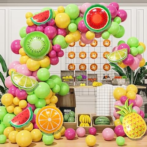 132Pcs Tropical Balloon Arch Kit with Fruit Balloons Cover