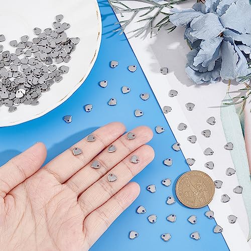 UNICRAFTALE About 200pcs Stainless Steel Pendants Heart Shape Charms Small Hole Pendant for DIY Necklace Bracelet Jewelry Making 6x6x1mm - Image 3