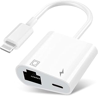 Lightning to Ethernet Adapter, [Compatible with Apple MFi Certified] RJ45 Ethernet LAN Network Adapter, Plug and Play, Supports 100Mbps Ethernet Network with Charge Port, iOS 10.3.3 to iOS 15