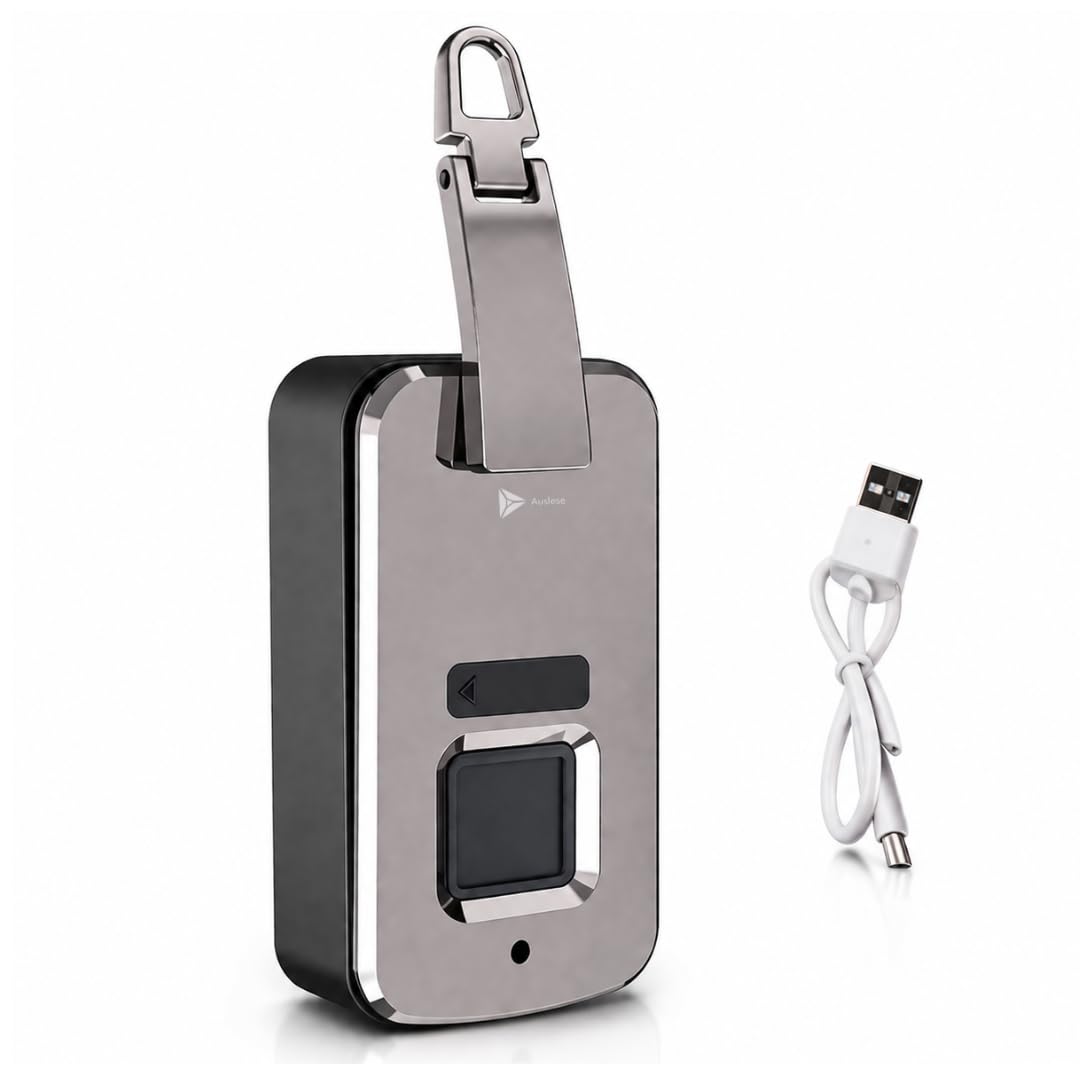 Auslese Robotics Smart Fingerprint Zipper Lock USB Rechargeable Black | Biometric Security, Keyless Access, for Backpacks & Luggage, Travel Bag Lock, for Handbags & Briefcases-image-36