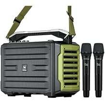 WinBridge 200W Portable PA System with 2 Wireless Mics, IPX4 Waterproof Bluetooth Speaker, Rechargeable All-in-One Karaoke Machine for Outdoor Parties, Weddings, School Events and Public Speaking