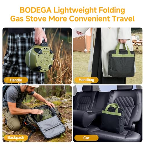 BODEGA 2 Burner Camping Stove, 20000 BTU Folding Propane Camp Stove with Adjustable Burners,Portable Dual Gas Stoves with Carry Handle&Bag Frying Pan for Camping,BBQ,RV,Home,Camping Essentials Gear - Image 6