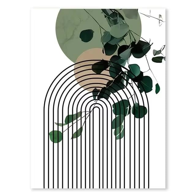 Tableau bohème vert sauge abstrait - Toile murale plantes nordiques et décoration moderne 30x45