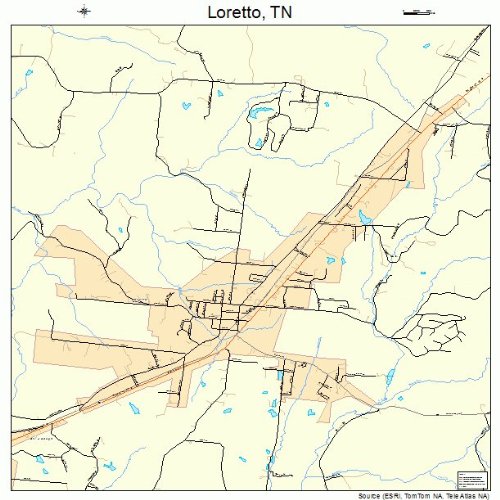 Large Street & Road Map of Loretto, Tennessee TN Printed poster size
