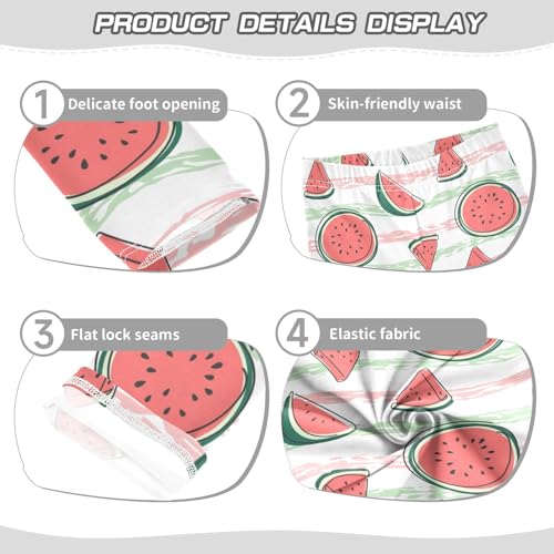 Girls' Leggings Ankle Length Printed Leggings Watermelon Slice Stripe Green Soft Comfort Pants for Kids 4-10 Years4