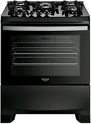 Fogão 5 Bocas Dako Supreme Black Glass Digital com Mesa de Vidro Preto Bivolt