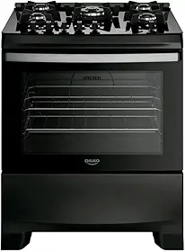 Fogão 5 Bocas Dako Supreme Black Glass Digital com Mesa de Vidro Preto Bivolt