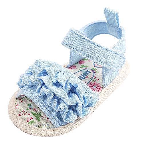 Viviplus Baby Shoes, Toddler Infant Girls Summer Prewalker Soft Sole Anti-Slip Printed Lace Flat Princess Walking Sandals for 0-18 Months