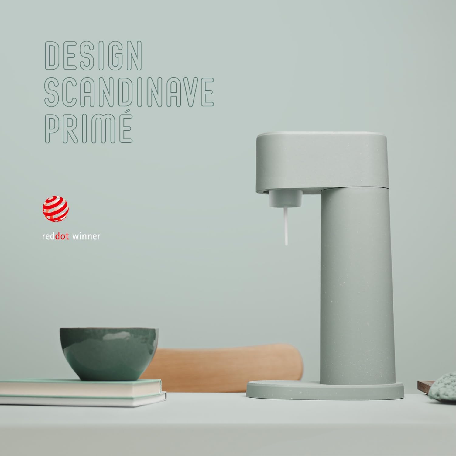 Mysoda Woody – Machine à eau pétillante en composite de bois, avec bouteille PET Quick-Lock sans BPA et cylindre CO2 – Vert sauge (Pigeon)
