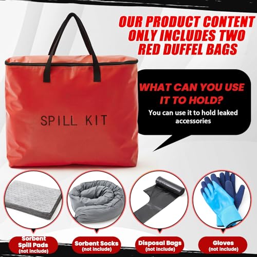 Image of Dansydaisy 2 Pcs Spill Kit Bag Only, Universal Portable Emergency Duffle Spill Bag, No Other Leak Handling Accessories are Included(Red)