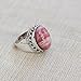 Unique Rhodochrosite Oval Gemstone Bohemian Ring for Women | Solid 925 Sterling Silver Handmade Statement Band | Perfect Christmas Gift Idea