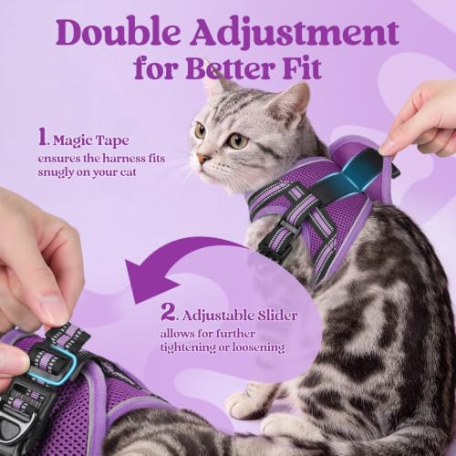 Image of rabbitgoo Cat Harness and Leash Set, Step-in Soft Vest, Purple-Light Purple