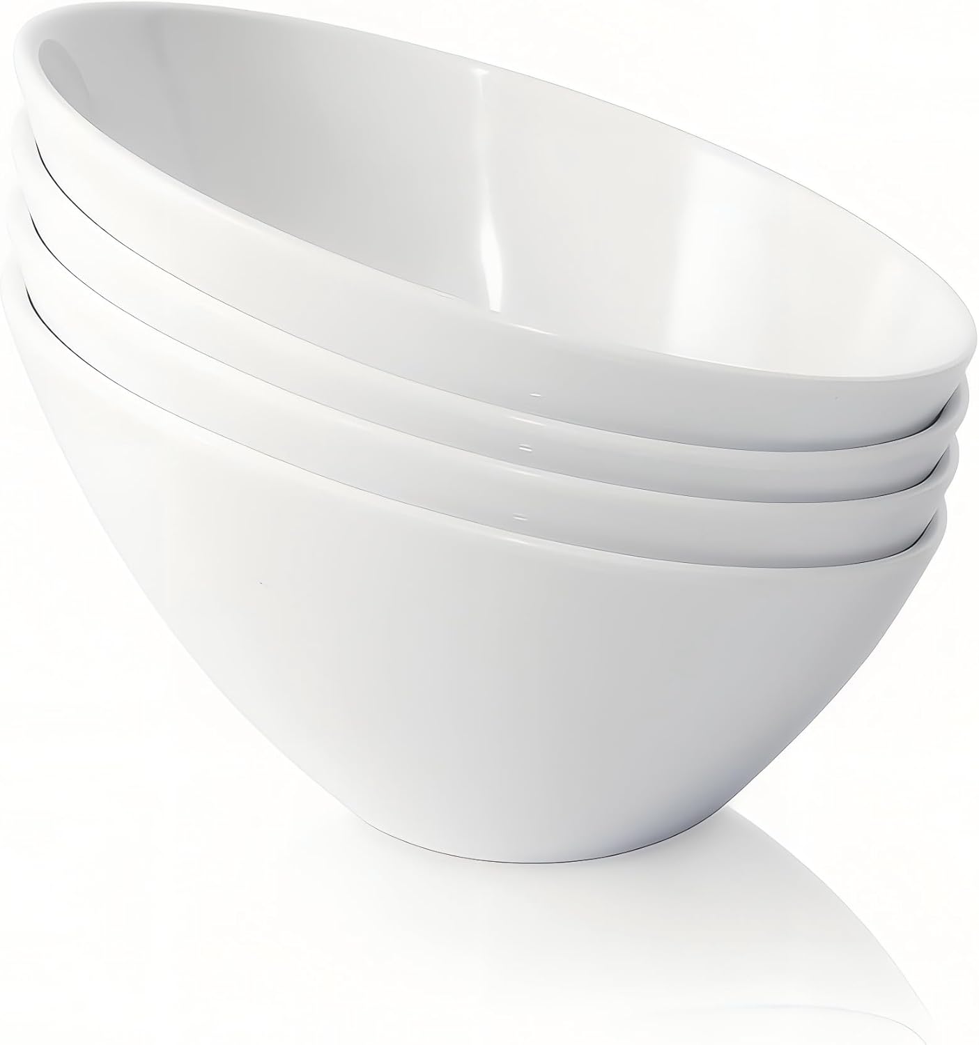 TP Salad Bowls Set of 4, 26 oz Melamine Serving Bowls for Pasta, Cereal, and Snacks, Lightweight and Durable, Dishwasher Safe, White Bowls for Restaurant, Kitchen, Daily Use