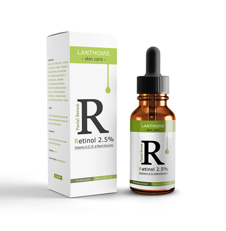 High Strength 2.5% Retinol Face Serum 10ml with Hyaluronic Acid, Vitamin C & E, Anti-Ageing Serum for Fine Lines Wrinkles
