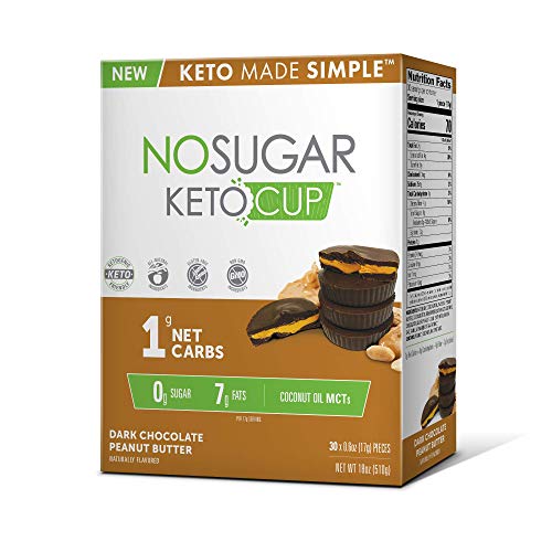 No Sugar Keto Cups - Dark Chocolate Peanut Butter 30 pack, Low Carb Keto Snacks, Gluten Free by No Sugar Company