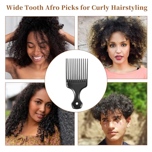 2 Piezas Peines Afro Dientes Anchos Plástico Negro miniatura 7
