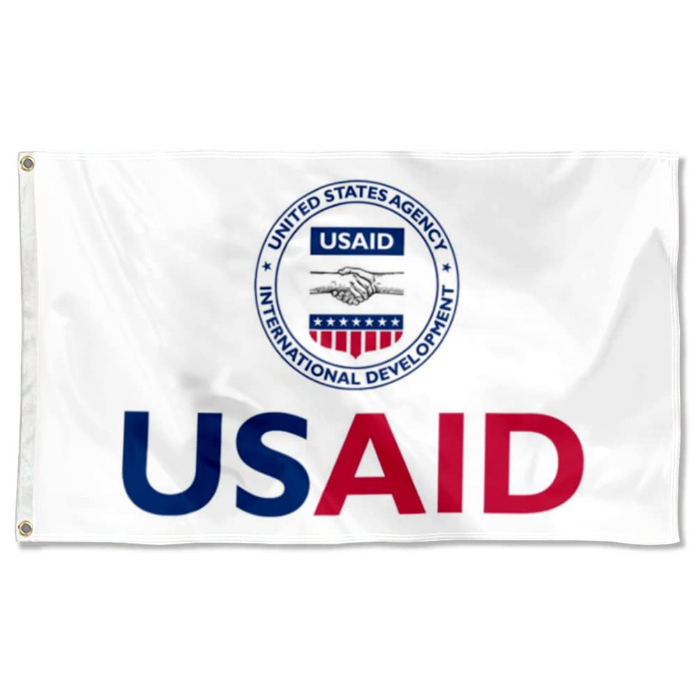U.S. Agency for International Development Flag Banner with Brass Grommets 3x5Feet